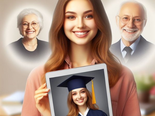 A picture of a young woman graduating from college, holding her diploma and smiling proudly. This image represents the legacy that life insurance can help create: unexpected benefits of life insurance